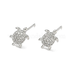 Brass Micro Pave Clear Cubic Zirconia Stud Earrings for Women&nbsp;EJEW-F403-02P