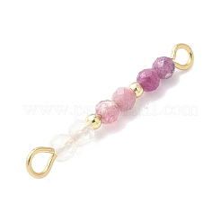 Faceted Round Natural Quartz Crystal & Ruby & Pink Tourmaline Beaded Connector Charms&nbsp;PALLOY-JF03530-09
