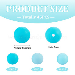 45Pcs 3 Colors Round Silicone Focal Beads&nbsp;SIL-TAD0001-01A