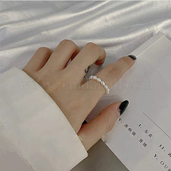 Natural Freshwater Pearl Beaded Stretch Rings&nbsp;WG03D15-01