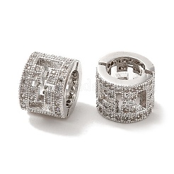 Hollow Column Brass Micro Pave Colorful Cubic Zirconia European Beads&nbsp;KK-C072-16P