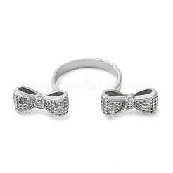 Brass Micro Pave Cubic Zirconia Cuff Rings&nbsp;RJEW-P102-04P