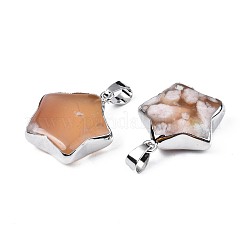Natural Cherry Blossom Agate Pendants&nbsp;G-N326-105