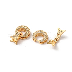 Brass Micro Pave Clear Cubic Zirconia Fold Over Clasps&nbsp;KK-M243-13G