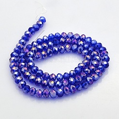 AB Color Plated Faceted Rondelle Electroplate Glass Beads Strands&nbsp;GLAA-A024D-AB13