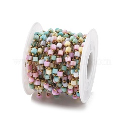 Shell & 304 Stainless Steel Oval Beads Link Chains&nbsp;CHS-K021-09G-04