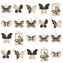 28Pcs 6 Styles Alloy Rhinestone Pendants&nbsp;ENAM-FS0002-67
