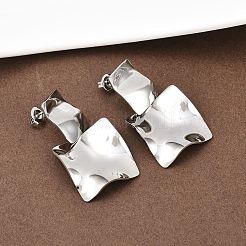 304 Stainless Steel Square Dangle Stud Earrings&nbsp;EJEW-K268-79A-P