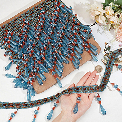 12M Polyester Fringe Lace Trims&nbsp;SRIB-WH0026-26B