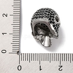 Skull Shape Rack Plating Brass with Cubic Zirconia Beads&nbsp;KK-S406-14P