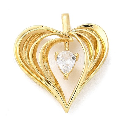 Brass Micro Pave Cubic Zirconia Pendants&nbsp;KK-S511-05A-G-1