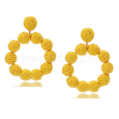 Raffia Stud Dangle Earrings&nbsp;FS-WG6C817-03-1