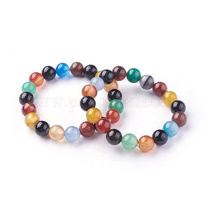 Natural Agate Beads Stretch Bracelets&nbsp;BJEW-F380-01-C13-1