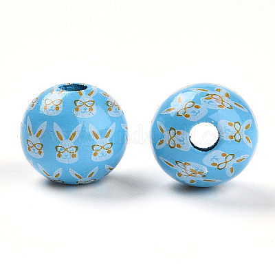 Easter Theme Printed Wood Beads&nbsp;WOOD-T032-22F-1