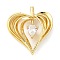 Brass Micro Pave Cubic Zirconia Pendants, Heart, Rack Plating, Long-Lasting Plated, Lead Free & Cadmium Free, Real 18K Gold Plated, 34x30.5x8mm, Hole: 6x4.5mm