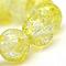 Baking Paint Crackle Glass Bead Strands, Round, Yellow, 10mm, Hole: 1.3~1.6mm, about 80pcs/strand, 31.4 inch
