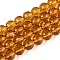Transparent Glass Bead Strands, Faceted(96 Facets), Round, Dark Goldenrod, 8mm, Hole: 1mm, about 68~70pcs/strand, 20.47~21.06 inch(52~53.5cm)
