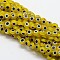 Handmade Evil Eye Lampwork Flat Round Bead Strands, Gold, 10x4mm, Hole: 1mm, about 38pcs/strand, 14 inch