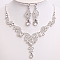 Teardrop & Moon Alloy Rhinestone Pendant Necklace & Stud Dangle Earring, Silver, Crystal, 500mm & 60mm
