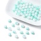 Two Tone Opaque Baking Paint Glass Beads Strands, Round, Teal, 8x7mm, Hole: 1.2mm, about 100~102pcs/strand, 29.53~30.12 inch(75~76.5cm)