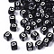 Opaque Acrylic Beads, Horizontal Hole, Alphabet Style, Cube, Black & White, Letter.G, 5x5x5mm, Hole: 2mm, about 500pcs/50g