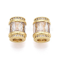 Brass Micro Pave Cubic Zirconia Beads&nbsp;KK-P237-02G