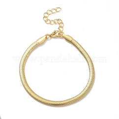Rack Plating Brass Herringbone Chains Bracelet for Men Women, Cadmium Free & Lead Free, Real 18K Gold Plated, 7.48 inch(19cm)