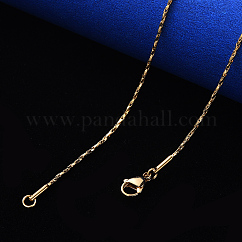 PVD Vacuum Plating 304 Stainless Steel Boston Link Chain Necklace, with Lobster Claw Clasp, Real 18K Gold Plated, 19.68 inch(50cm)x1mm