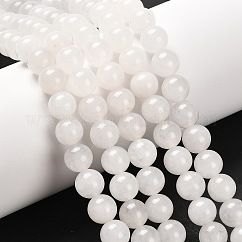 Natural White Jade Round Bead Strands, 8~8.5mm, Hole: 1mm, about 45~47pcs/strand, 15 inch