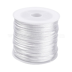 30M Nylon Satin Rattail Cords, Beading Threads for Bracelet Jewelry Making Chinese Knot Macrame Craft, WhiteSmoke, 1mm, about 32.81 Yards(30m)/Roll