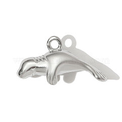 304 Stainless Steel Pendants, Hand Polished Seal Charms, Stainless Steel Color, 19x10mm