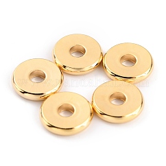 Brass Beads, Cadmium Free & Lead Free, Long-Lasting Plated, Disc/Flat Round, Heishi Beads, Real 24K Gold Plated, 10x2mm, Hole: 3mm