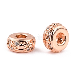 Brass Micro Pave Clear Cubic Zirconia Beads&nbsp;ZIRC-P091-02A-RG-RS