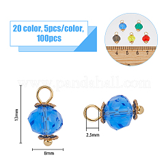 100Pcs 20 Colors Electroplate Transparent Glass Charms&nbsp;PALLOY-AB00140