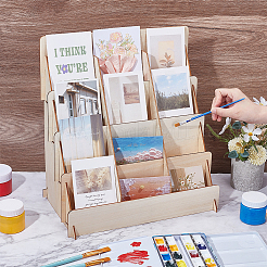4-Tier 12 Grids Wood Greeting Card Storage Riser Racks&nbsp;ODIS-WH0100-15