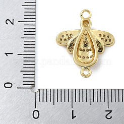 Rack Plating Brass Micro Pave Clear Cubic Zirconia Bee Connector Charms&nbsp;KK-A234-072G