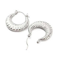 Non-Tarnish Texture Ring 304 Stainless Steel Hoop Earrings for Women&nbsp;EJEW-C067-07P