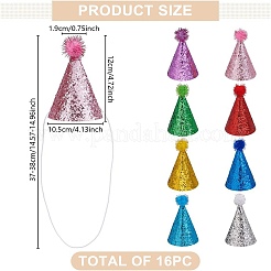 16Pcs 8 Colors  Polyester Pet Birthday Hat&nbsp;AJEW-GO0002-19