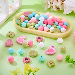 72Pcs Silicone Beads for DIY Spring Themed Jewelry&nbsp;SIL-TA0003-38