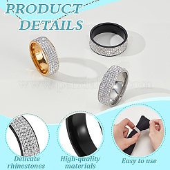 3Pcs 3 Colors 201 Stainless Steel Micro Pave Cubic Zirconia Finger Rings for Women&nbsp;RJEW-GA0001-11