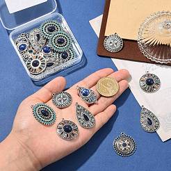 6Pcs 6 Styles Bohemian Alloy with Dyed Natural Gemstone Pendants and Alloy Enamel Pendants&nbsp;FIND-CJ0005-90