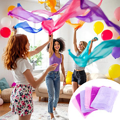 6Pcs 3 Colors Solid Color Nylon Silk Scarf for Women Girls&nbsp;AJEW-TA0003-36
