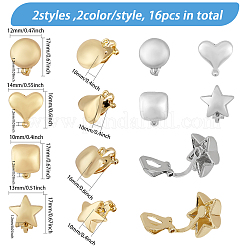 16Pcs 8 Style Alloy Clip-on Earring Findings&nbsp;FIND-CA0008-23