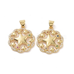 Brass Cubic Zirconia Pendants&nbsp;KK-G453-15G