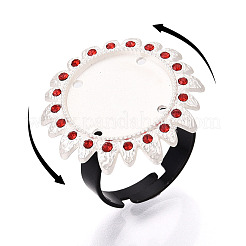 Adjustable Flower Alloy & Iron Rhinestone Bezel Cup Ring Base with Rotatable Tray&nbsp;MAK-T012-09S