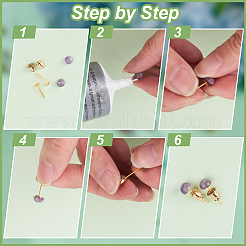 60Pcs 2 Color Brass Stud Earring Findings&nbsp;KK-BC0013-24