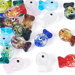 20Pcs 10 Colors Handmade Foil Lampwork Fish Beads&nbsp;FOIL-TA0001-04