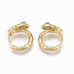 Brass Micro Pave Clear Cubic Zirconia Huggie Hoop Earrings&nbsp;EJEW-R114-007C-NF