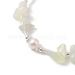 Natural Pearl & Natural Xiuyan Jade Chip Beaded Bracelets&nbsp;BJEW-C068-05S