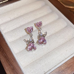 Rabbit Brass Cubic Zirconia Dangle Stud Earrings&nbsp;FS-WGAF8F6-01